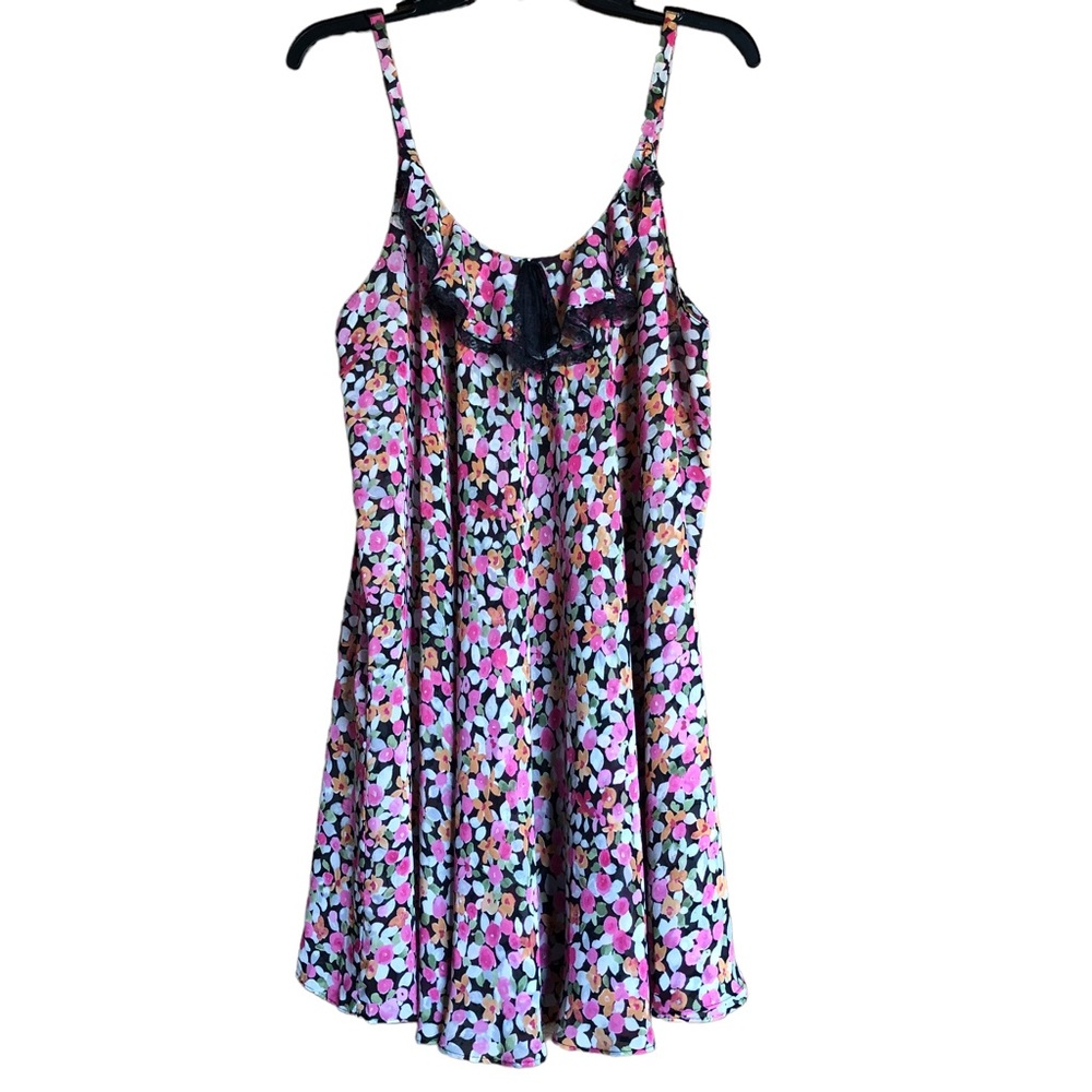 Oscar De La Renta Floral Pink Short Babydoll Short Chemise Nightie SZ M